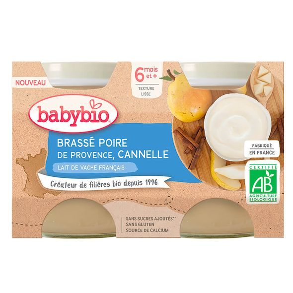 BABYBIO BRASSÉ HRUŠKA SKOŘICE 2X130 G - OVOCE/DEZERTY - KRMENÍ