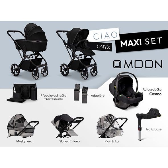 MOON CIAO MAXI SET - ONYX - KOMBINACE S PŘÍSLUŠENSTVÍM - KOČÁRKY A PŘÍSLUŠENSTVÍ