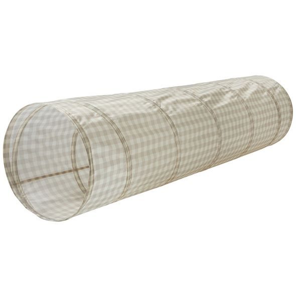 3 SPROUTS DĚTSKÝ TUNEL RECYCLED GINGHAM BEIGE - SENZORICKÉ HRAČKY - PRO DĚTI