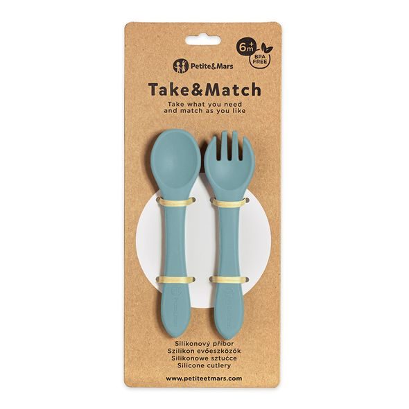PETITE&MARS PŘÍBOR SILIKONOVÝ TAKE&MATCH BITTER COCOA 6M+ - LŽIČKY A PŘÍBORY - KRMENÍ
