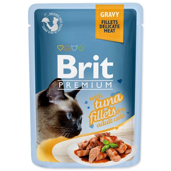 BRIT PREMIUM CAT DELICATE FILLETS IN GRAVY WITH TUNA 85G - KAPSIČKY PRO KOČKY - CHOVATELSKÉ POTŘEBY MALVÍKZOO