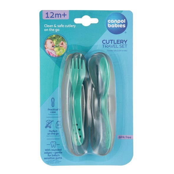 CANPOL BABIES CESTOVNÍ SADA PŘÍBORŮ TYRKYSOVÁ - LŽIČKY A PŘÍBORY - KRMENÍ