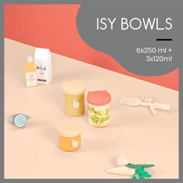 BABYMOOV SKLENĚNÉ MISKY S VÍČKY ISY BOWLS 6X 250ML + 3X 120ML - MISKY, TALÍŘKY A PODLOŽKY - KRMENÍ
