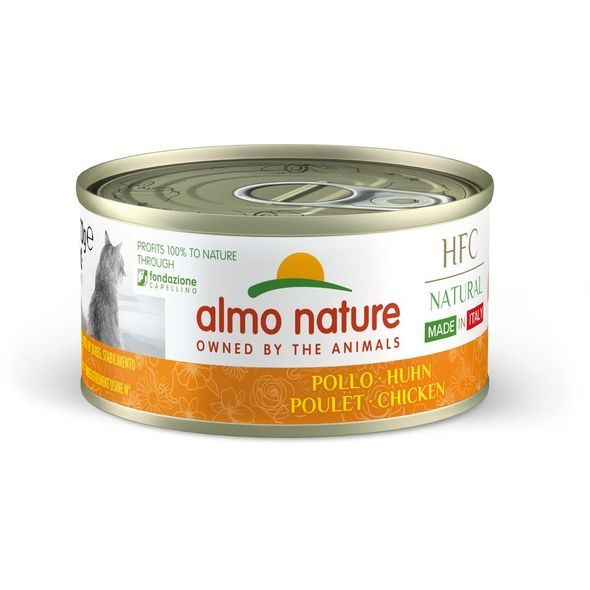 ALMO NATURE HFC NATURAL MADE IN ITALY - KUŘECÍ 70G VÝHODNÉ BALENÍ 24KS - KONZERVY PRO KOČKY - CHOVATELSKÉ POTŘEBY MALVÍKZOO