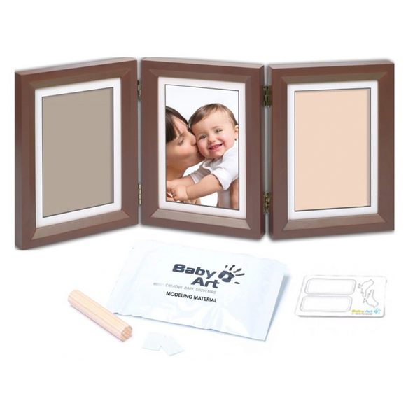 BABY ART DŘEVĚNÝ RÁMEČEK PRO OTISK MY BABY TOUCH DOUBLE BROWN - OTISKY A ALBA - PRO MAMINKY