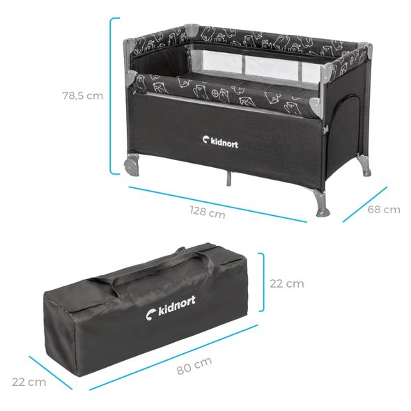 KIDNORT CESTOVNÍ POSTÝLKA KIDNORT LIVSMILJÖ TMAVĚ ŠEDÁ - CESTOVNÍ POSTÝLKY - SPINKÁNÍ