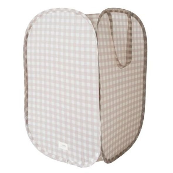 3 SPROUTS SKLÁDACÍ ÚLOŽNÝ KOŠ RECYCLED GINGHAM BEIGE - BOXY NA HRAČKY - SPINKÁNÍ