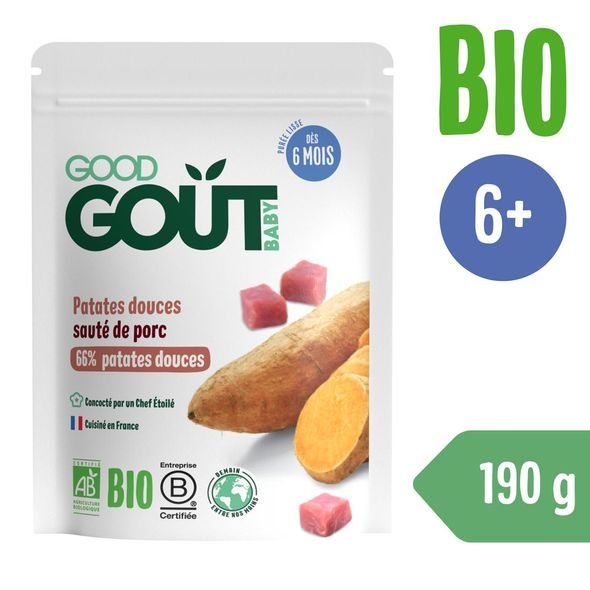 GOOD GOUT BIO BATÁTY S VEPŘOVÝM MASEM 190 G - MASO/ZELENINA - KRMENÍ