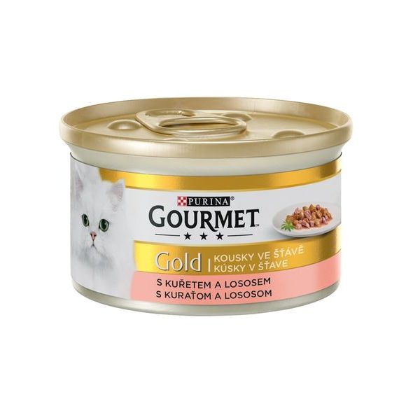 GOURMET GOLD 85G S LOSOSEM A KUŘECÍM - KONZERVY PRO KOČKY - CHOVATELSKÉ POTŘEBY MALVÍKZOO