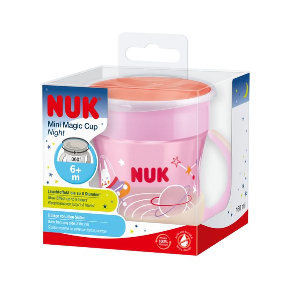 NUK MINI MAGIC CUP NIGHT 160 ML PINK - DĚTSKÉ HRNEČKY - KRMENÍ