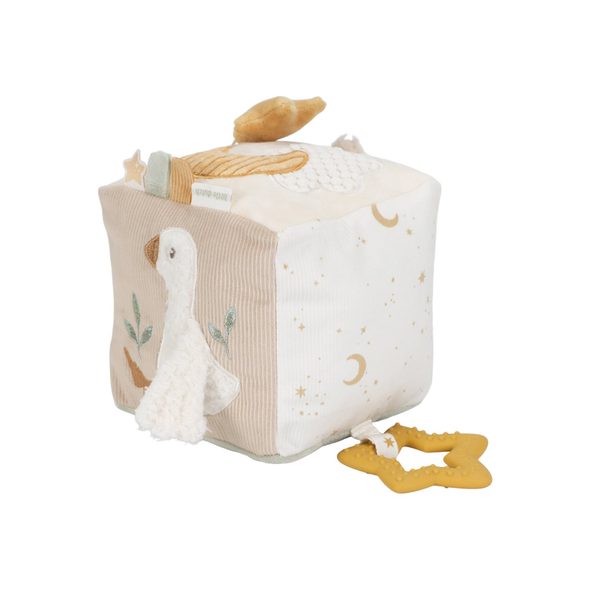 LITTLE DUTCH KOSTKA TEXTILNÍ S AKTIVITAMI NEWBORN NATURALS - FARMA - PRO DĚTI