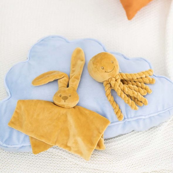 NATTOU PRVNÍ HRAČKA PRO MIMINKA CHOBOTNIČKA PIU PIU LAPIDOU OCHRE 0M + - MALÉ HRAČKY DO RUČIČKY - PRO DĚTI