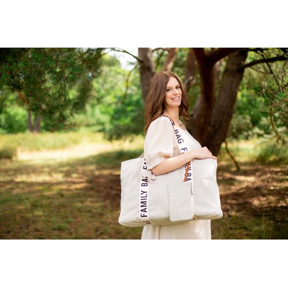 CHILDHOME CESTOVNÍ TAŠKA FAMILY BAG CANVAS OFF WHITE - PŘEBALOVACÍ TAŠKY - KOČÁRKY A PŘÍSLUŠENSTVÍ