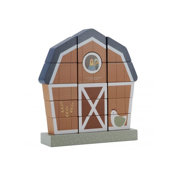 LITTLE DUTCH STAVEBNICE DŘEVĚNÁ FARMA - DŘEVĚNÉ HRAČKY - PRO DĚTI