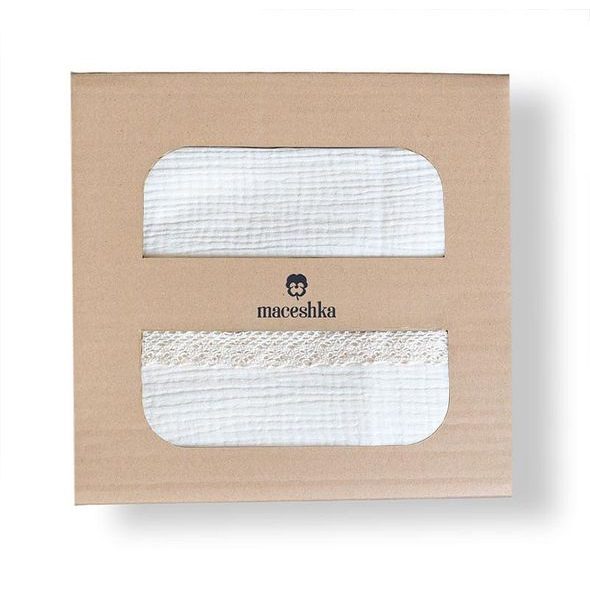 MACESHKA MUŠELÍNOVÉ POVLEČENÍ NATURE S OZDOBNÝM OKRAJEM - POVLEČENÍ DO POSTÝLKY - SPINKÁNÍ