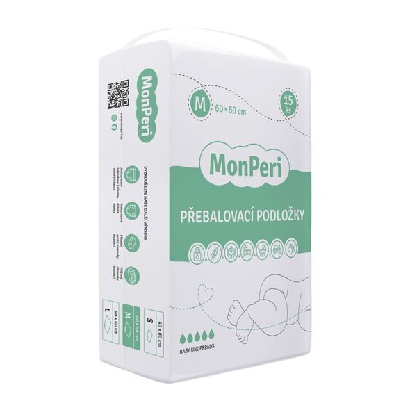 MONPERI PŘEBALOVACÍ PODLOŽKY M 60X60 (15KS) - JEDNORÁZOVÉ PODLOŽKY - PŘEBALOVÁNÍ