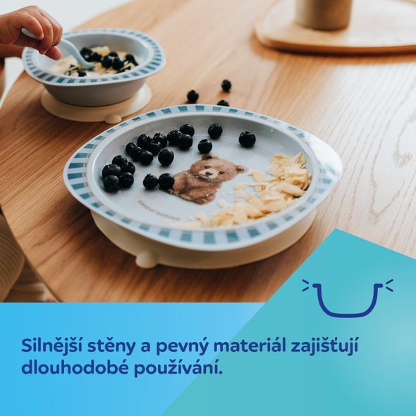 CANPOL BABIES MISKA S PŘÍSAVKOU WOODLAND 300 ML MODRÁ - MISKY, TALÍŘKY A PODLOŽKY - KRMENÍ