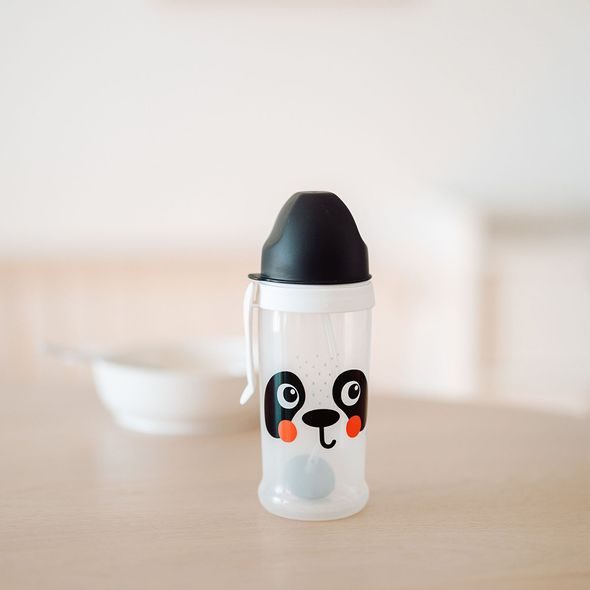 CANPOL BABIES LAHEV NEVYLÉVACÍ SPORTOVNÍ SE SLÁMKOU A ZÁVAŽÍM BABIESBOO 350ML PANDA - SPORTOVNÍ LAHVE - KRMENÍ