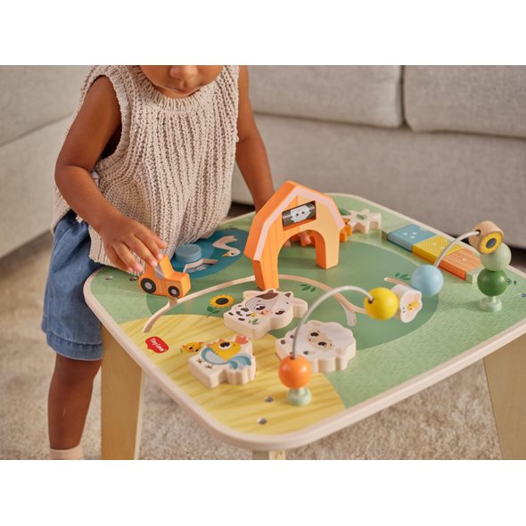 TINY LOVE STOLEK S AKTIVITAMI DŘEVĚNÝ FARMERS FUNDAY - DŘEVĚNÉ HRAČKY - PRO DĚTI