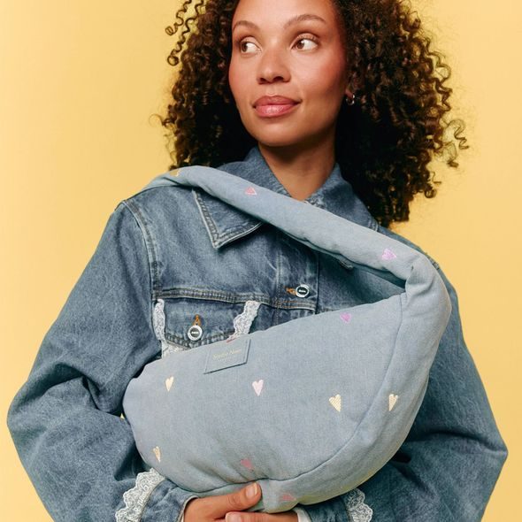 STUDIO NOOS DENIM MINI CROSS BODY BAG | HEARTS LIGHT BLUE HEARTS - DOPLŇKY - PRO MAMINKY