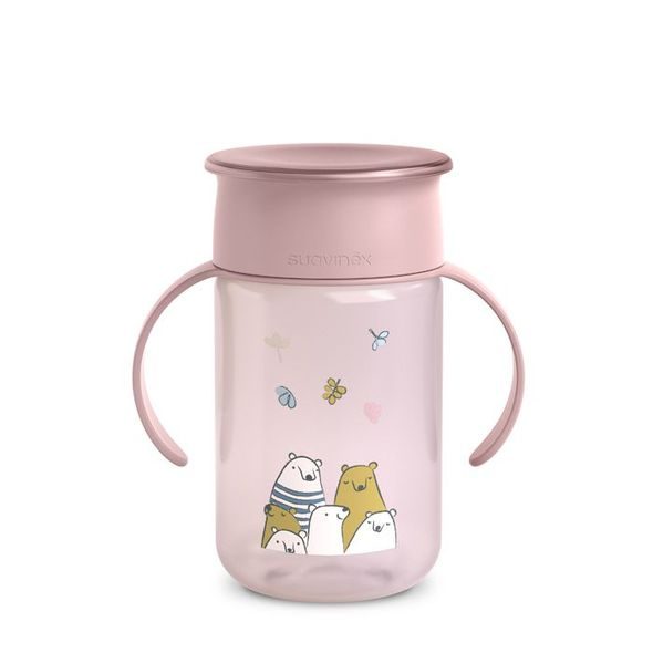 SUAVINEX 360° HRNÍČEK NA UČENÍ BEAR RUŽOVÁ - DĚTSKÉ HRNEČKY - KRMENÍ