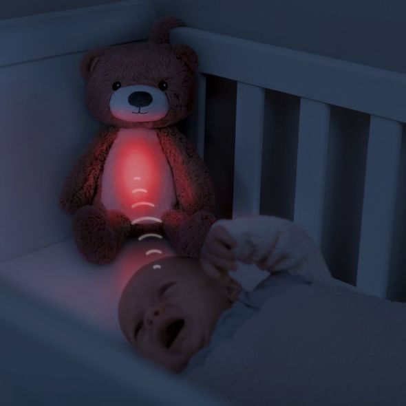 ZAZU MEDVÍDEK BRODY RŮŽOVÝ SLEEPTRAINER S MELODIEMI A NOČNÍM SVĚTLEM - TRÉNINKOVÉ BUDÍKY - SPINKÁNÍ