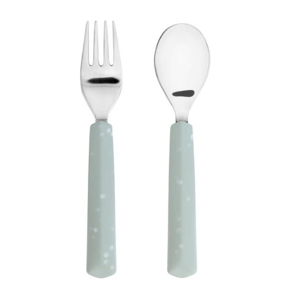 LÄSSIG CUTLERY WITH SILICONE HANDLE 2PCS BLUE - LŽIČKY A PŘÍBORY - KRMENÍ