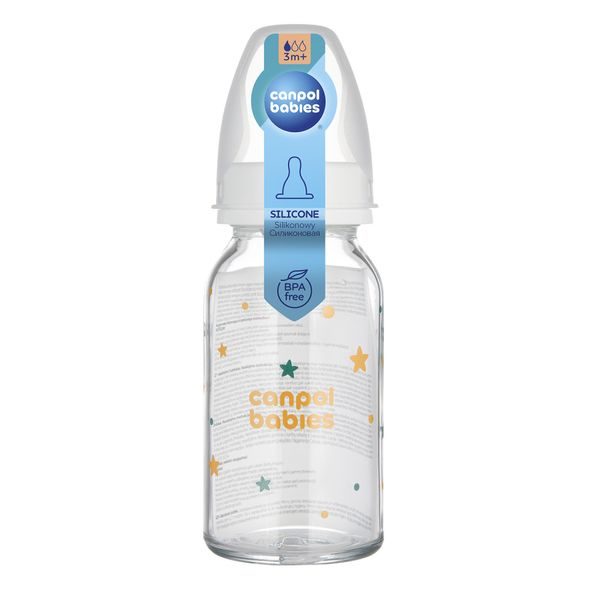 CANPOL BABIES LAHEV SKLENĚNÁ S ÚZKÝM HRDLEM TOYS 120ML - KOJENECKÉ LAHVE - KRMENÍ