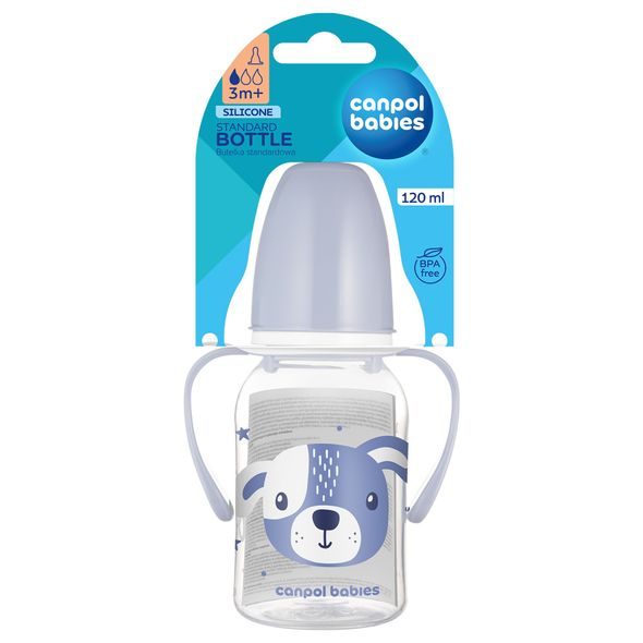 CANPOL BABIES LAHEV ÚZKOHRDLÁ S ÚCHYTY CUTE ANIMALS 120ML PEJSEK - KOJENECKÉ LAHVE - KRMENÍ