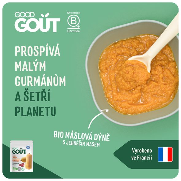 GOOD GOUT BIO MÁSLOVÁ DÝNĚ S JEHNĚČÍM MASEM 190 G - MASO/ZELENINA - KRMENÍ