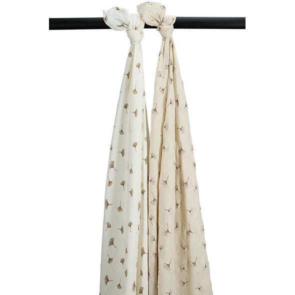 MEYCO MUŠELÍNOVÉ PLENY GINKO 120X120 CM 2-BALENÍ - OFF WHITE/SOFT SAND - LÁTKOVÉ PLENY ALL IN ONE - PŘEBALOVÁNÍ