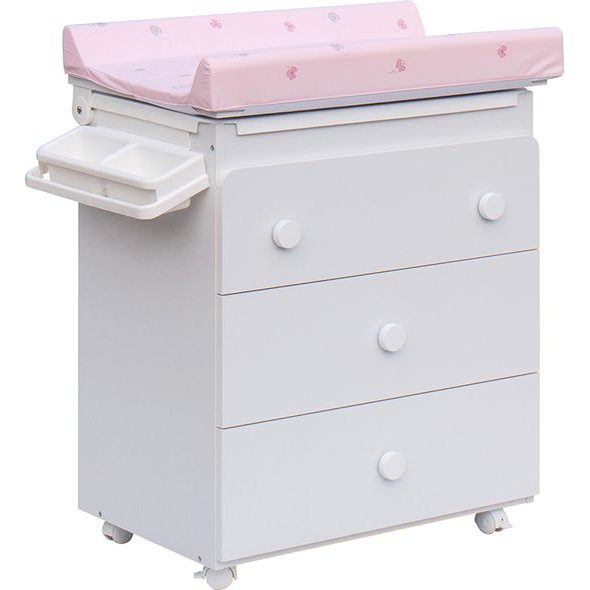 SCARLETT PŘEBALOVACÍ KOMODA S VANIČKOU VISTA BÍLÁ S PŘEBALOVACÍ PODLOŽKOU SLON RŮŽOVÁ - PŘEBALOVACÍ KOMODY - PŘEBALOVÁNÍ