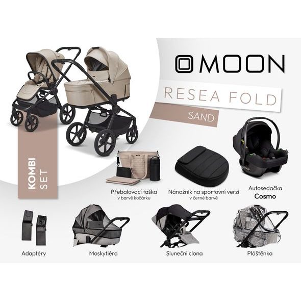 MOON RESEA FOLD KOMBI SET - SAND - KOMBINACE S PŘÍSLUŠENSTVÍM - KOČÁRKY A PŘÍSLUŠENSTVÍ