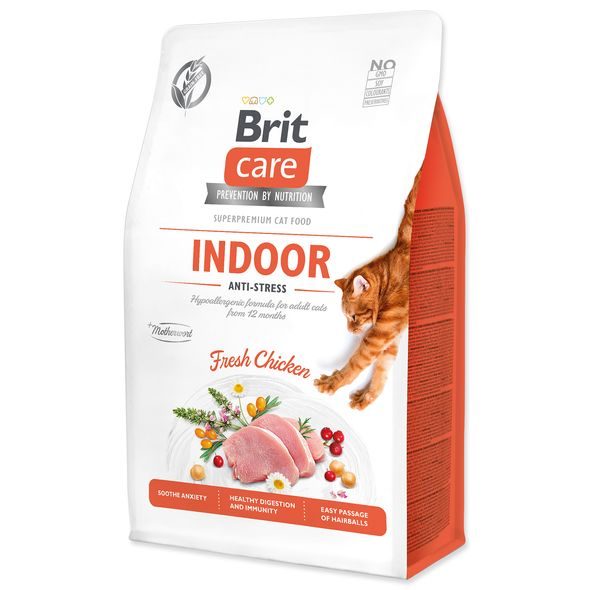 BRIT CARE CAT GRAIN-FREE INDOOR ANTI-STRESS 0,4KG - GRANULE PRO KOČKY - CHOVATELSKÉ POTŘEBY MALVÍKZOO