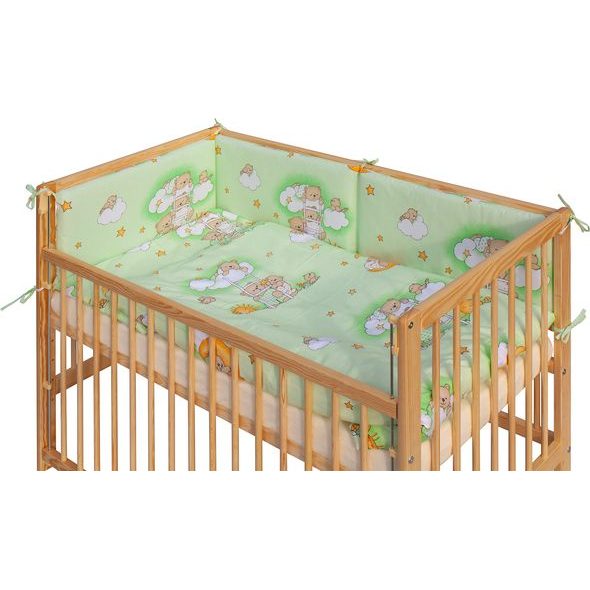 SCARLETT DĚTSKÁ POSTÝLKA S KOMPLETNÍ VÝBAVOU SCARLETT 120 X 60 CM - MRÁČEK - ZELENÁ - DŘEVĚNÉ POSTÝLKY - SPINKÁNÍ