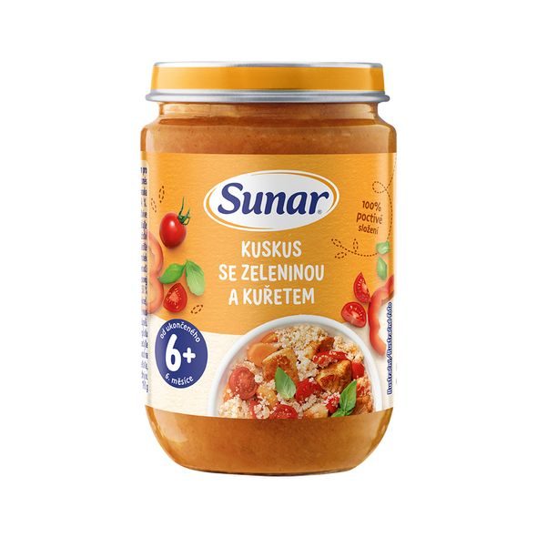 SUNAR PŘÍKRM KUSKUS SE ZELENINOU A KUŘETEM 6M+ 190G - MASO/ZELENINA - KRMENÍ
