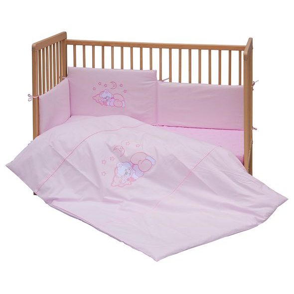 SCARLETT SOUPRAVA DO POSTÝLKY 6-DÍLNÁ MĚSÍČEK RŮŽOVÁ 100X135CM - POVLEČENÍ DO POSTÝLKY - SPINKÁNÍ
