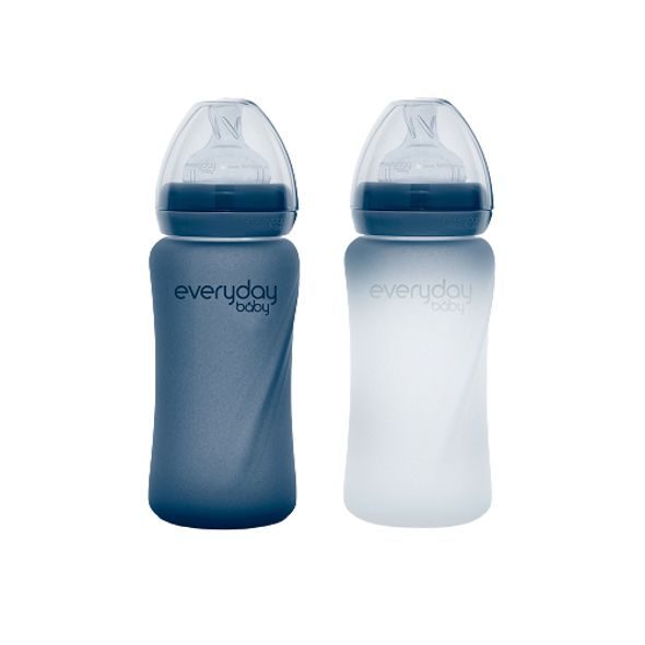 EVERYDAY BABY SKLENĚNÁ LÁHEV S TERMO SENZOREM 240 ML, BLUEBERRY - FLAŠTIČKY HRNČEKY - KRMENÍ