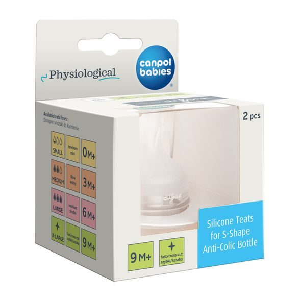 CANPOL BABIES SAVIČKA SILIKONOVÁ K LAHVI S-SHAPE 9M+ 2KS RYCHLÁ - SAVIČKY A PÍTKA - KRMENÍ