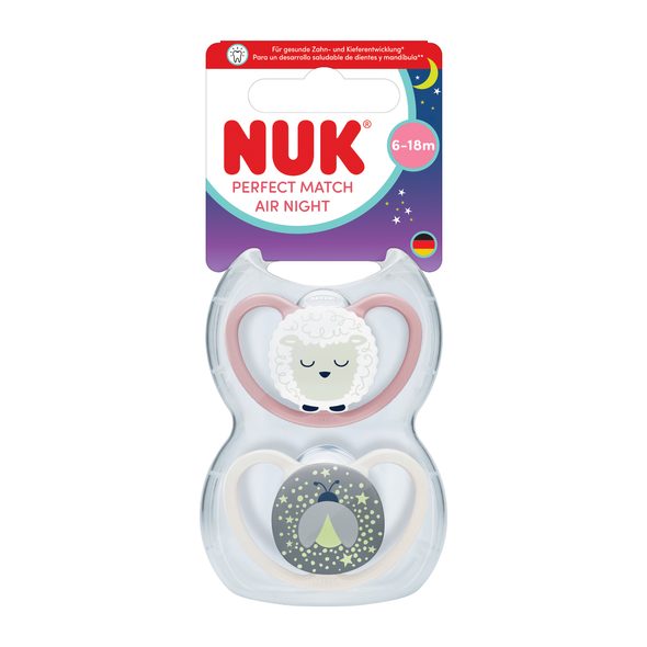 NUK PERFECT MATCH AIR NIGHT DUDLÍK FIREFLY/SHEEP 6-18M 2KS V BOXU - ŠIDÍTKA A DOPLŇKY - KRMENÍ