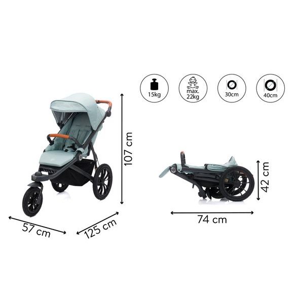 FILLIKID JOGGER RUN SAGE MELANGE - SPORTOVNÍ KOČÁRKY - KOČÁRKY A PŘÍSLUŠENSTVÍ