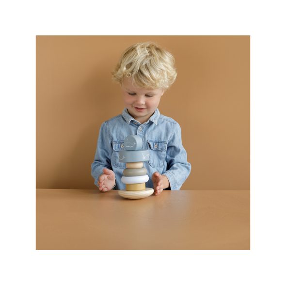 LITTLE DUTCH NASAZOVACÍ KROUŽKY DŘEVĚNÉ OCEAN BLUE - MOTORICKÉ A HRY - PRO DĚTI
