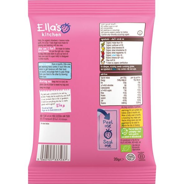 ELLA'S KITCHEN BIO KŘUPKY JAHODA A BANÁN (20 G) - TYČINKY/SUŠENKY - KRMENÍ