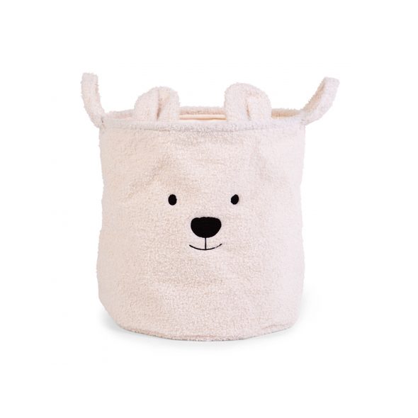 CHILDHOME KOŠ NA HRAČKY TEDDY OFF WHITE 40X40X40 CM - BOXY NA HRAČKY - SPINKÁNÍ