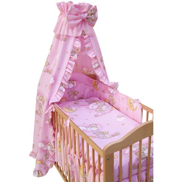 SCARLETT SOUPRAVA DO POSTÝLKY 4-DÍLNÁ MRÁČEK RŮŽOVÁ 90X120CM - POVLEČENÍ DO POSTÝLKY - SPINKÁNÍ