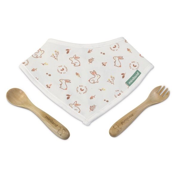 MINILAND SADA BRYNDÁKU A DŘEVĚNÉHO PŘÍBORU BUNNY - BRYNDÁKY - KRMENÍ