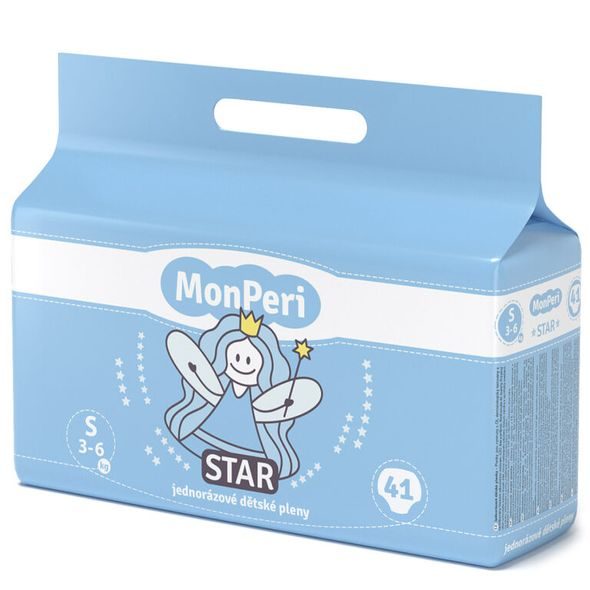 MONPERI STAR S 3-6KG (41KS) HYPOALERGENNÍ JEDNORÁZOVÉ DĚTSKÉ PLENY VEL. 2 - JEDNORÁZOVÉ PLENY - PŘEBALOVÁNÍ