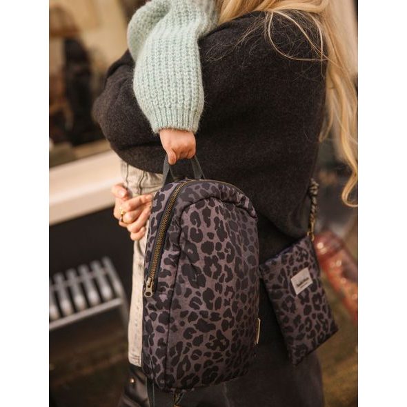 STUDIO NOOS PUFFY MINI BACKPACK BATŮŽEK BLACK LEOPARD - ORGANIZÉRY A KOŠÍKY - KOČÁRKY A PŘÍSLUŠENSTVÍ