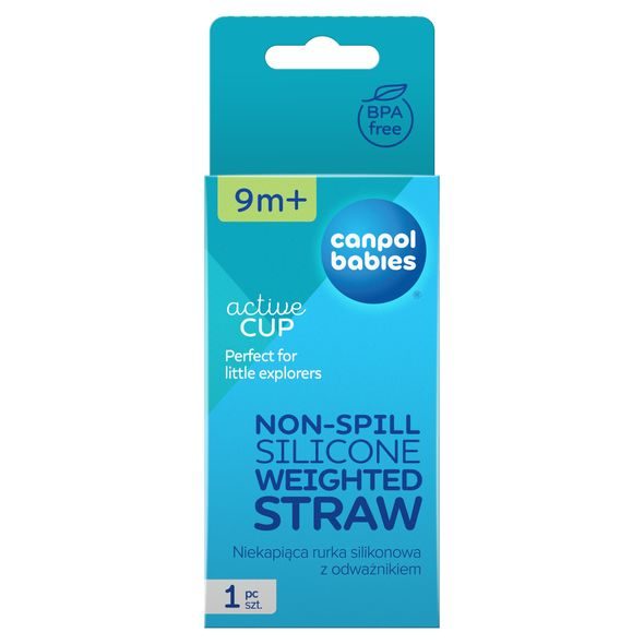 CANPOL BABIES NEVYLÉVACÍ SLÁMKA SE ZÁVAŽÍM PRO HRNEČKY 56/510_WHI A 56/510_ORA 1KS ŠEDÁ - PŘÍSLUŠENSTVÍ K HRNEČKŮM - KRMENÍ