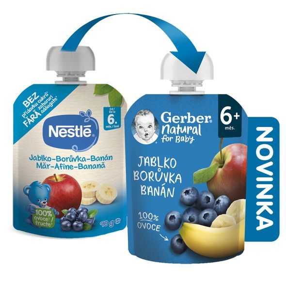 GERBER NATURAL KAPSIČKA JABLKO/BORŮVKA/BANÁN 90G - KAPSIČKY - KRMENÍ